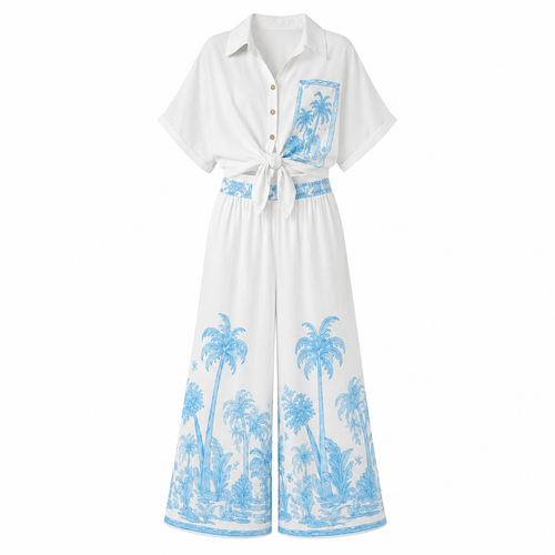 Elegant Linen Two-Piece Summer Set