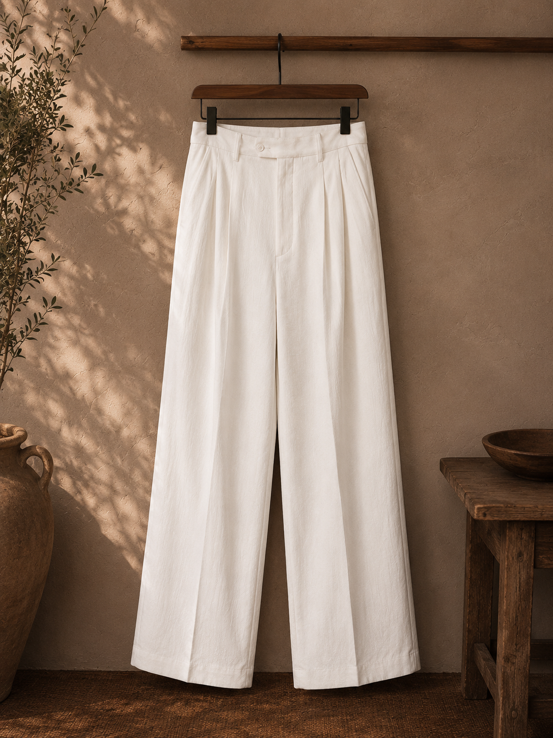 Men's Relaxed Linen Straight-Leg Pants