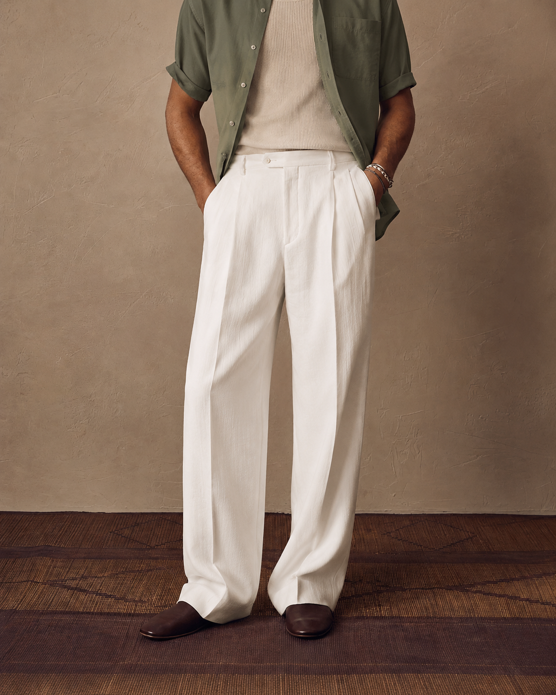 Men's Relaxed Linen Straight-Leg Pants