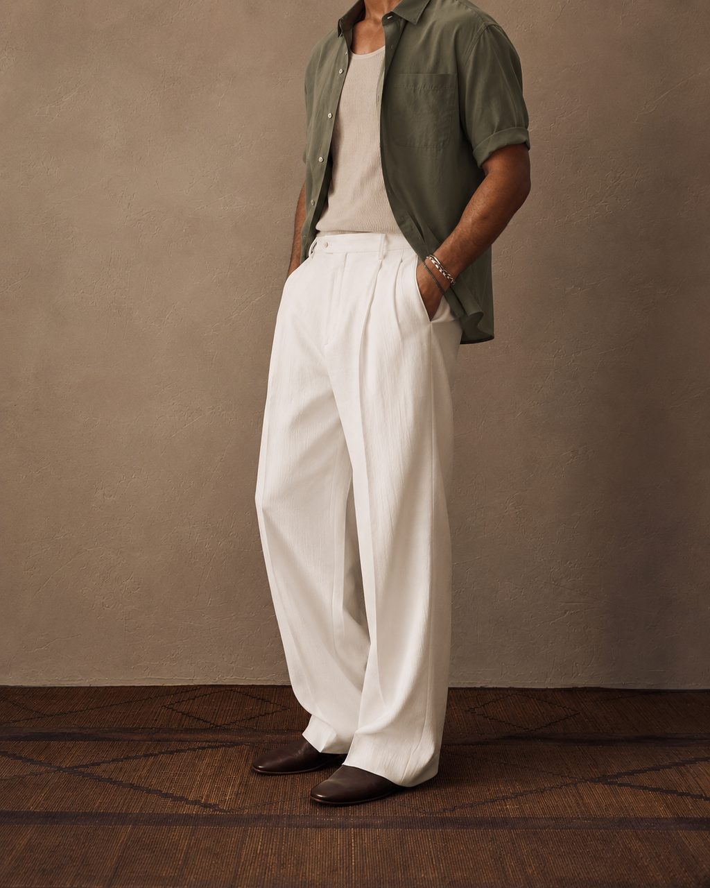 Men's Relaxed Linen Straight-Leg Pants