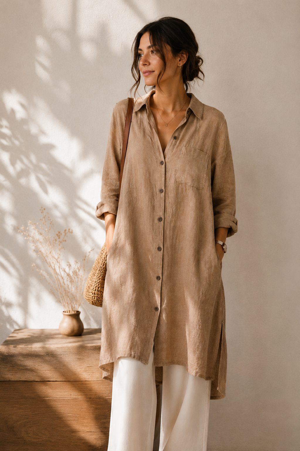 Women's Linen Hollow-Out Beach Shirt