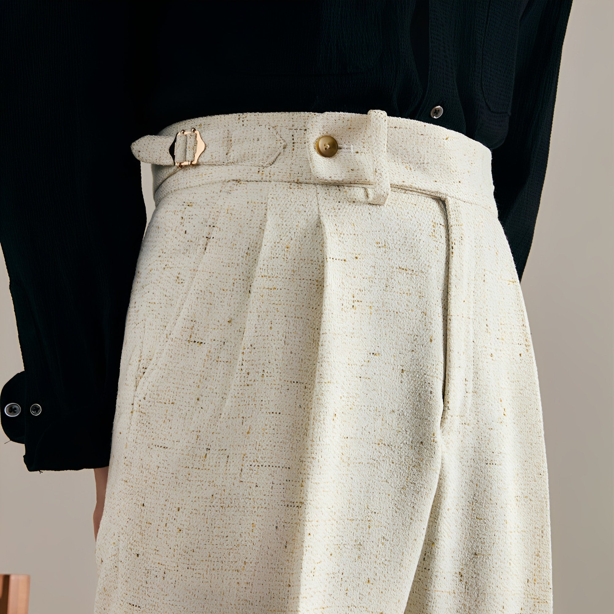 Men's Double Pleated Linen Trousers