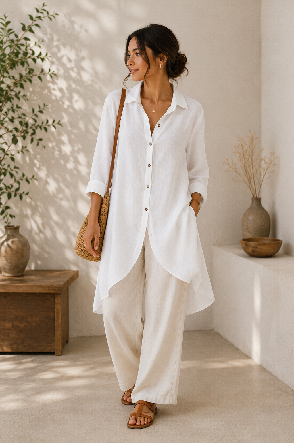 Women's Linen Hollow-Out Beach Shirt