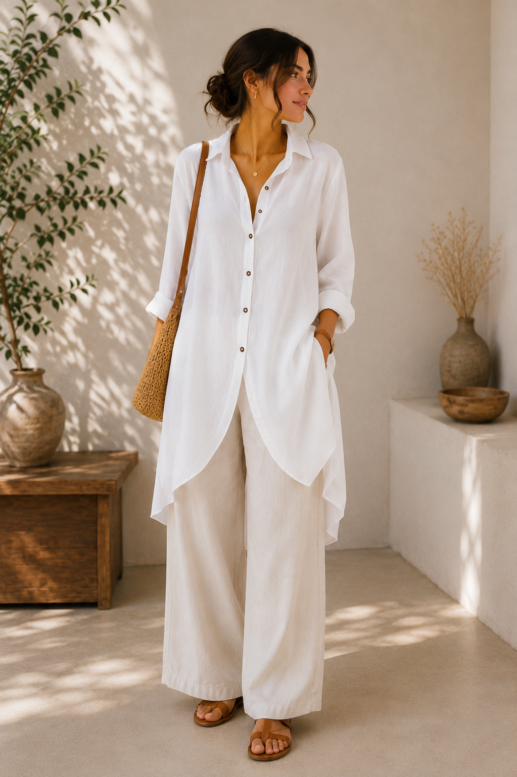 Women's Linen Hollow-Out Beach Shirt