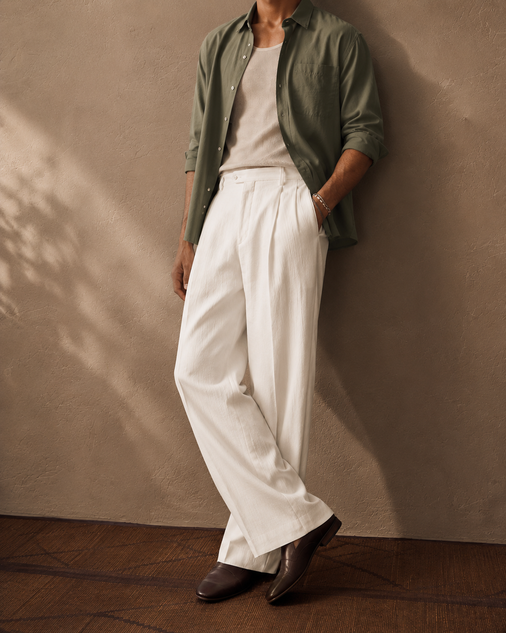 Men's Relaxed Linen Straight-Leg Pants