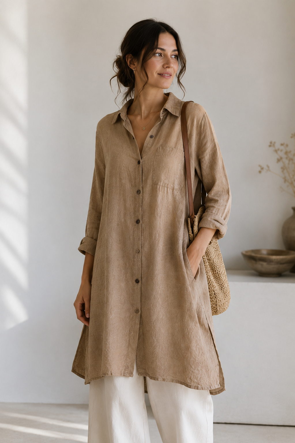 Women's Linen Hollow-Out Beach Shirt