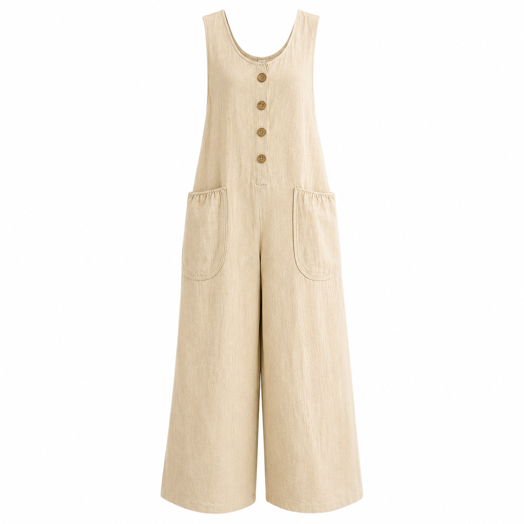 Women's Linen Cotton Wide-Leg Jumpsuit