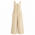 Women's Linen Cotton Wide-Leg Jumpsuit