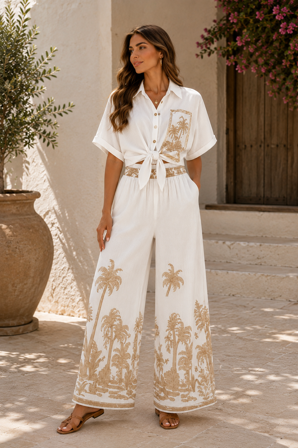 Elegant Linen Two-Piece Summer Set
