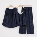 Women's Cotton Crepe Three-Piece Pajama Set
