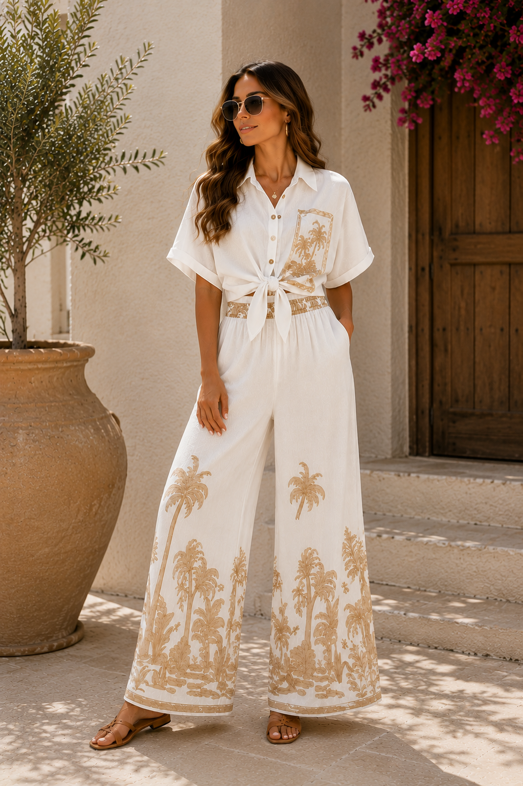 Elegant Linen Two-Piece Summer Set