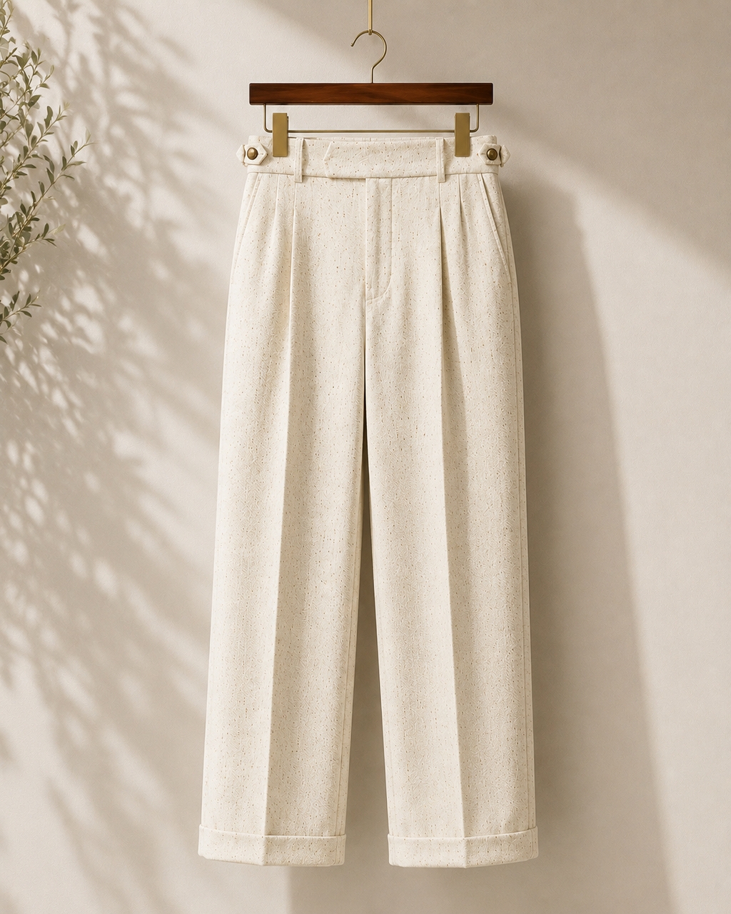 Men's Double Pleated Linen Trousers