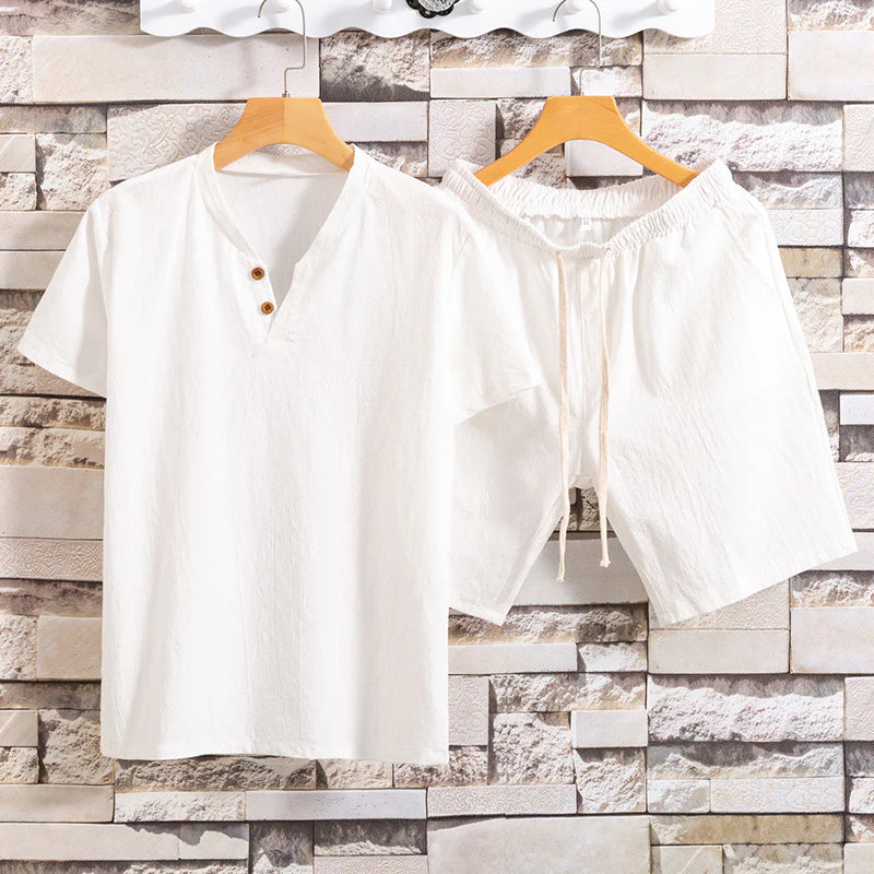 Men's Linen T-Shirt & Shorts Set
