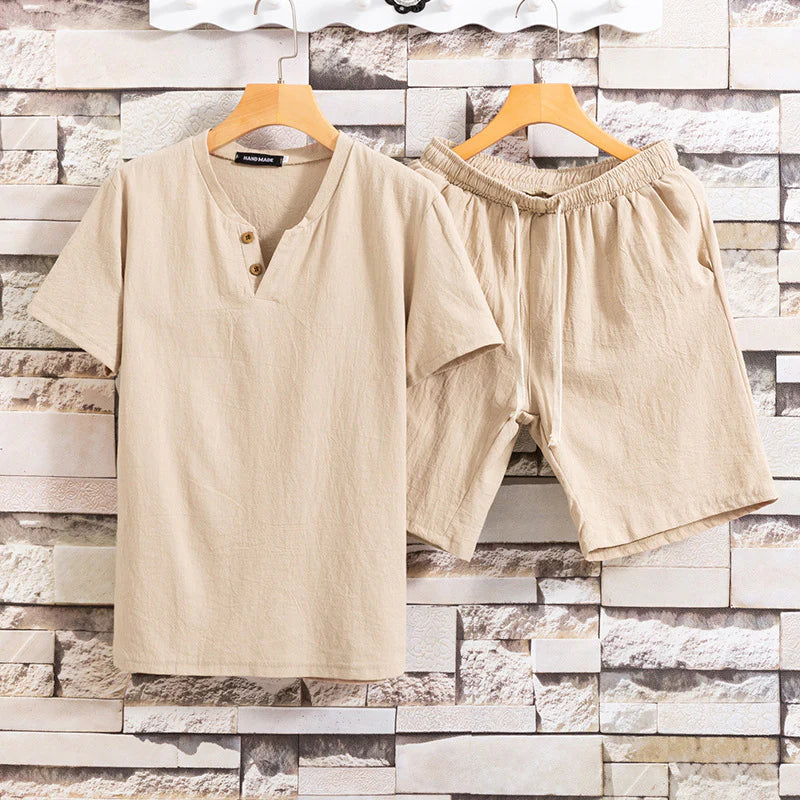 Men's Linen T-Shirt & Shorts Set