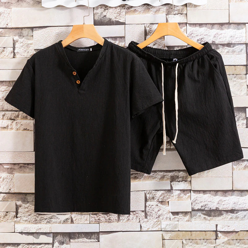 Men's Linen T-Shirt & Shorts Set