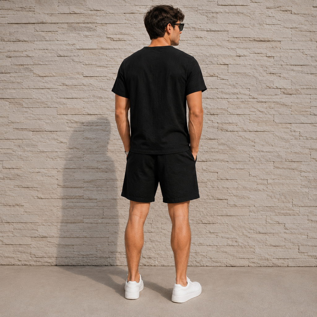 Men's Linen T-Shirt & Shorts Set
