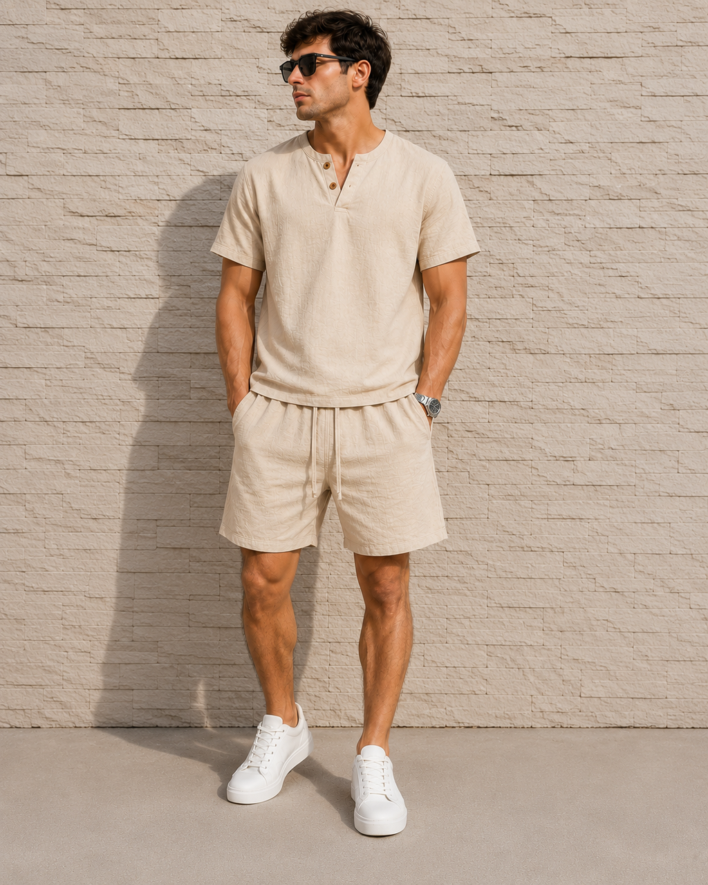 Men's Linen T-Shirt & Shorts Set