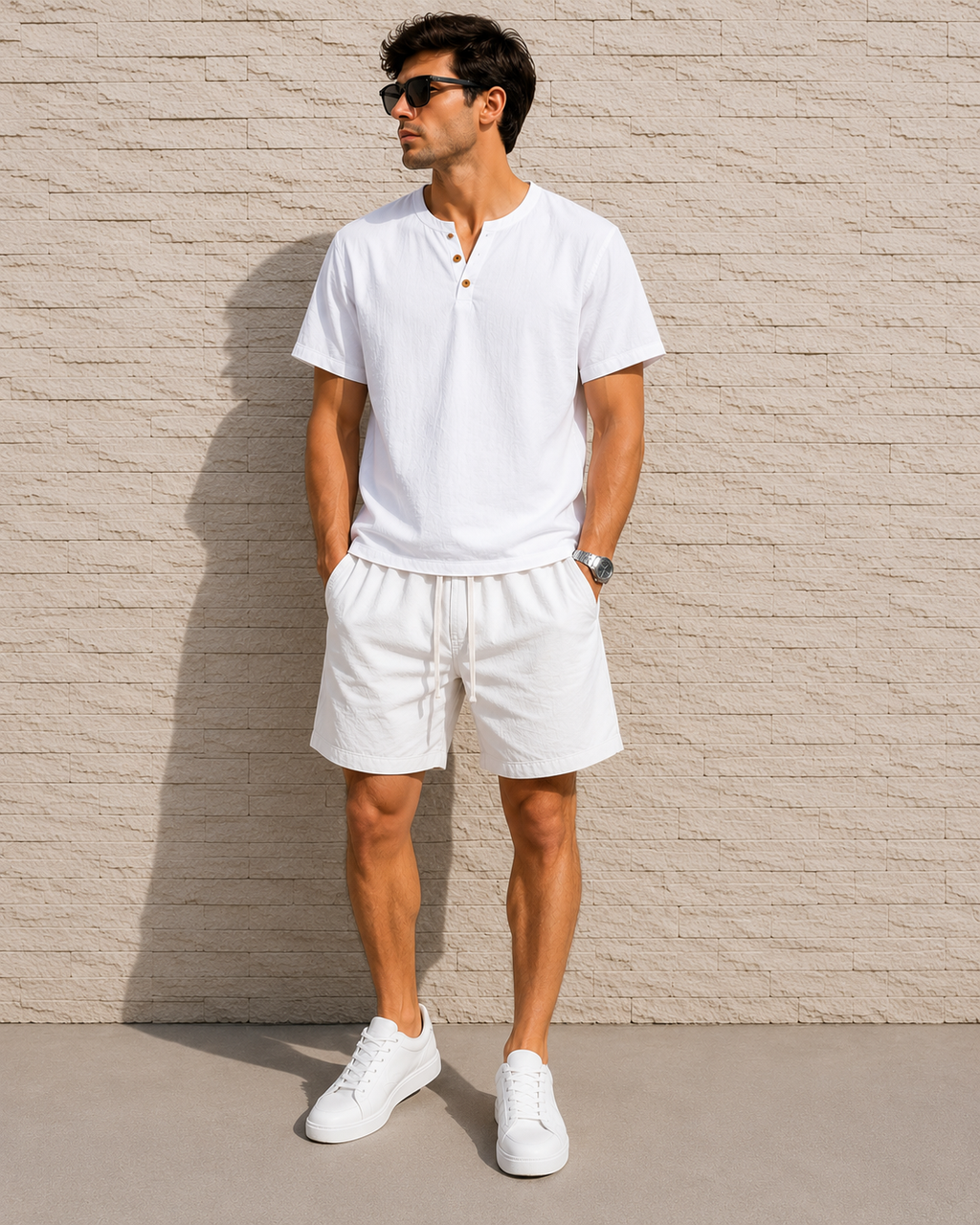 Men's Linen T-Shirt & Shorts Set