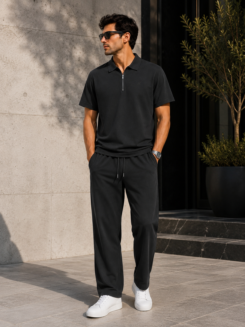 Men's Tencel Linen Polo & Trousers Set
