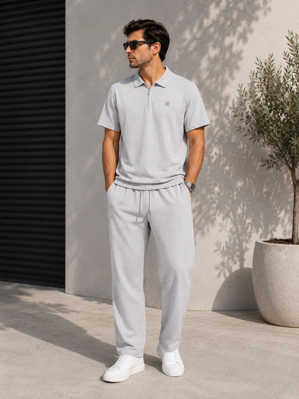 Men's Tencel Linen Polo & Trousers Set