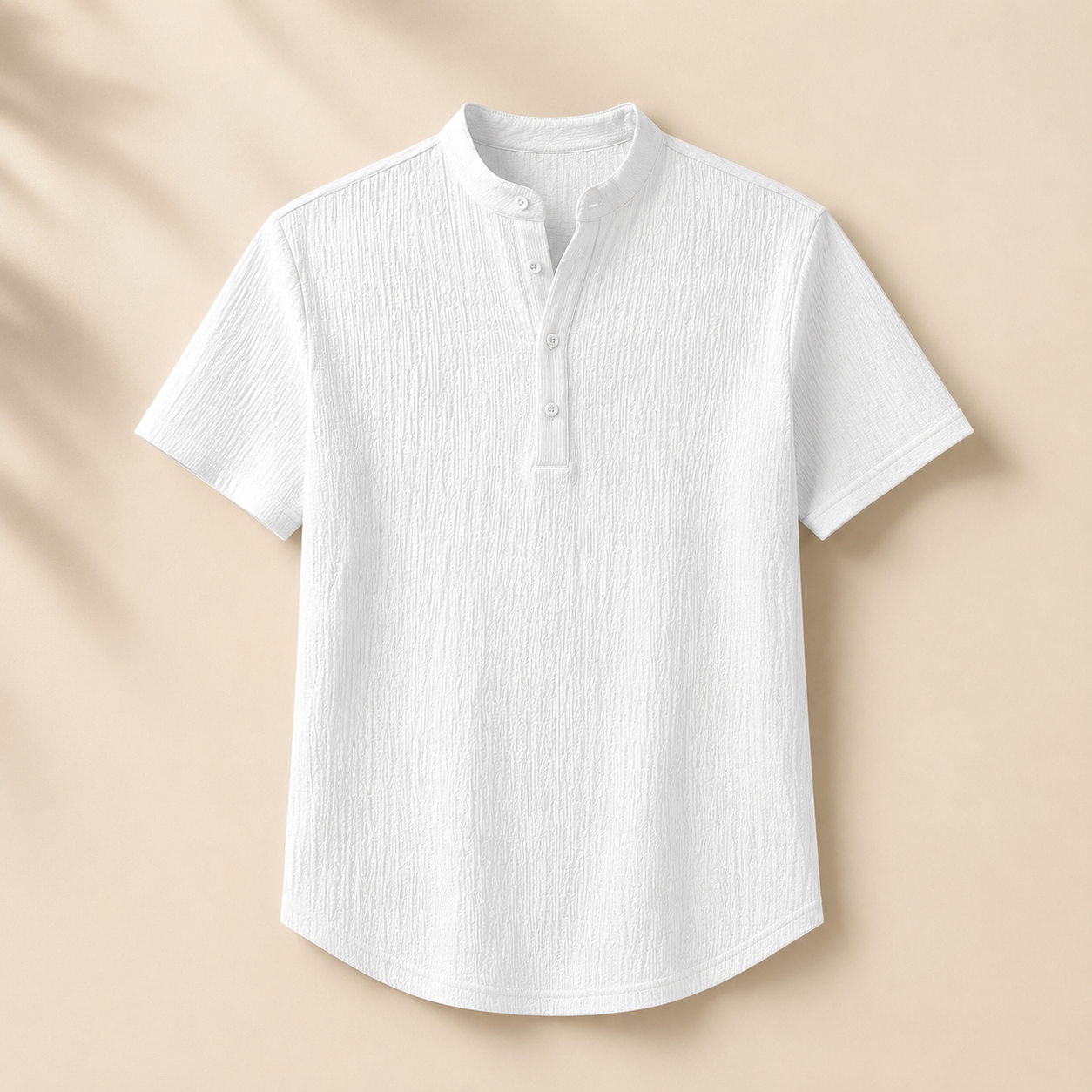 Men's Retro Cotton And Linen Stripes Henley Shirt Casual Loose Shirt