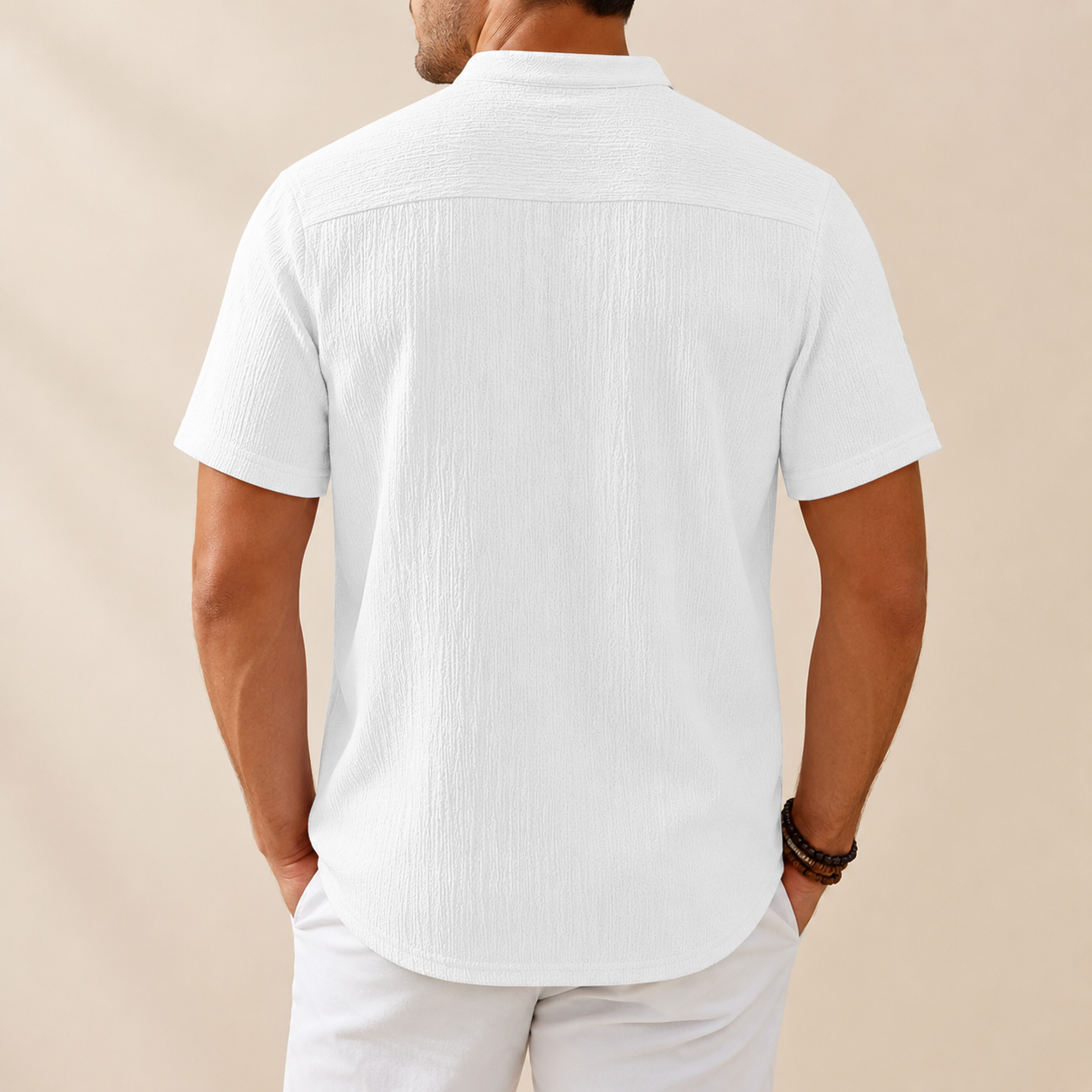 Men's Retro Cotton And Linen Stripes Henley Shirt Casual Loose Shirt
