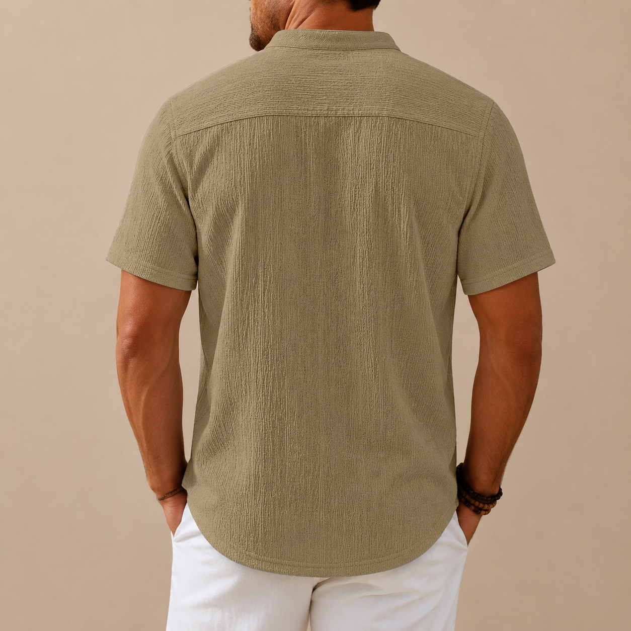 Men's Retro Cotton And Linen Stripes Henley Shirt Casual Loose Shirt