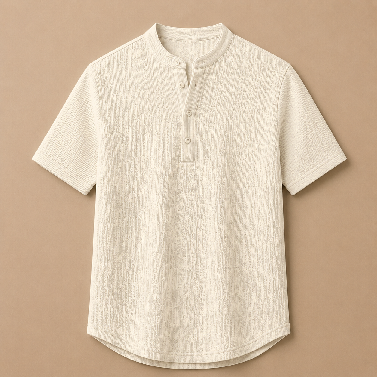 Men's Retro Cotton And Linen Stripes Henley Shirt Casual Loose Shirt