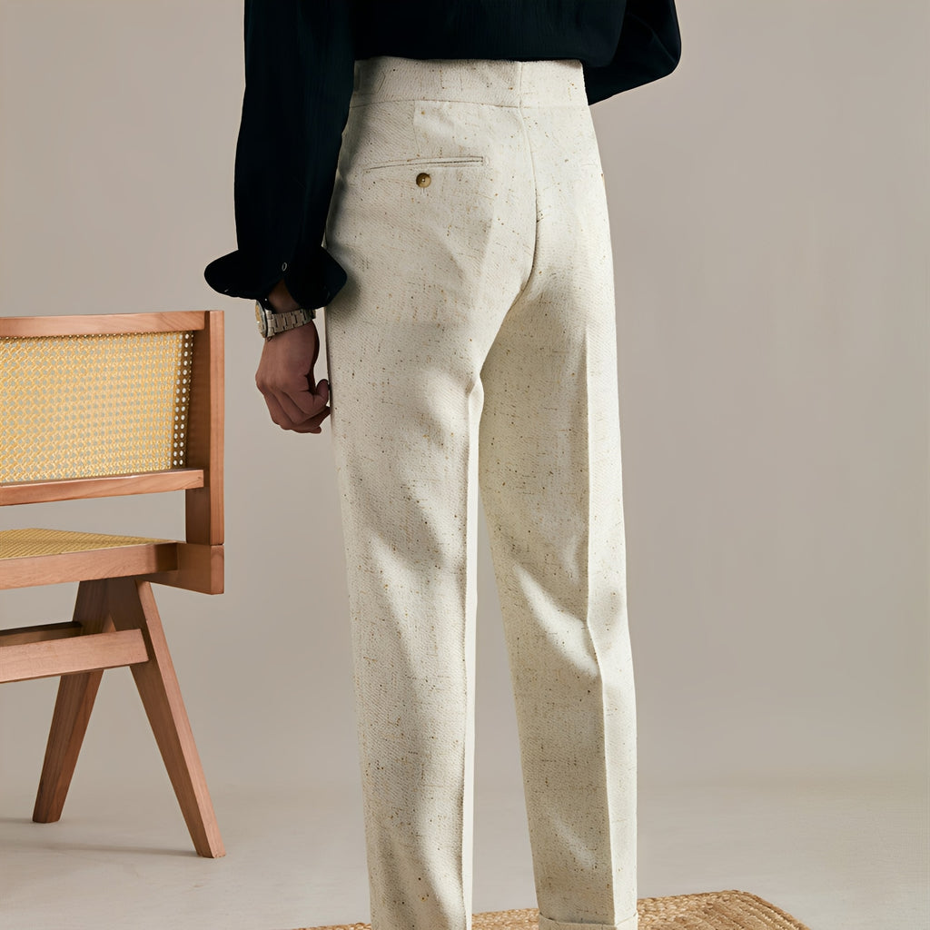 Men's Double Pleated Linen Trousers